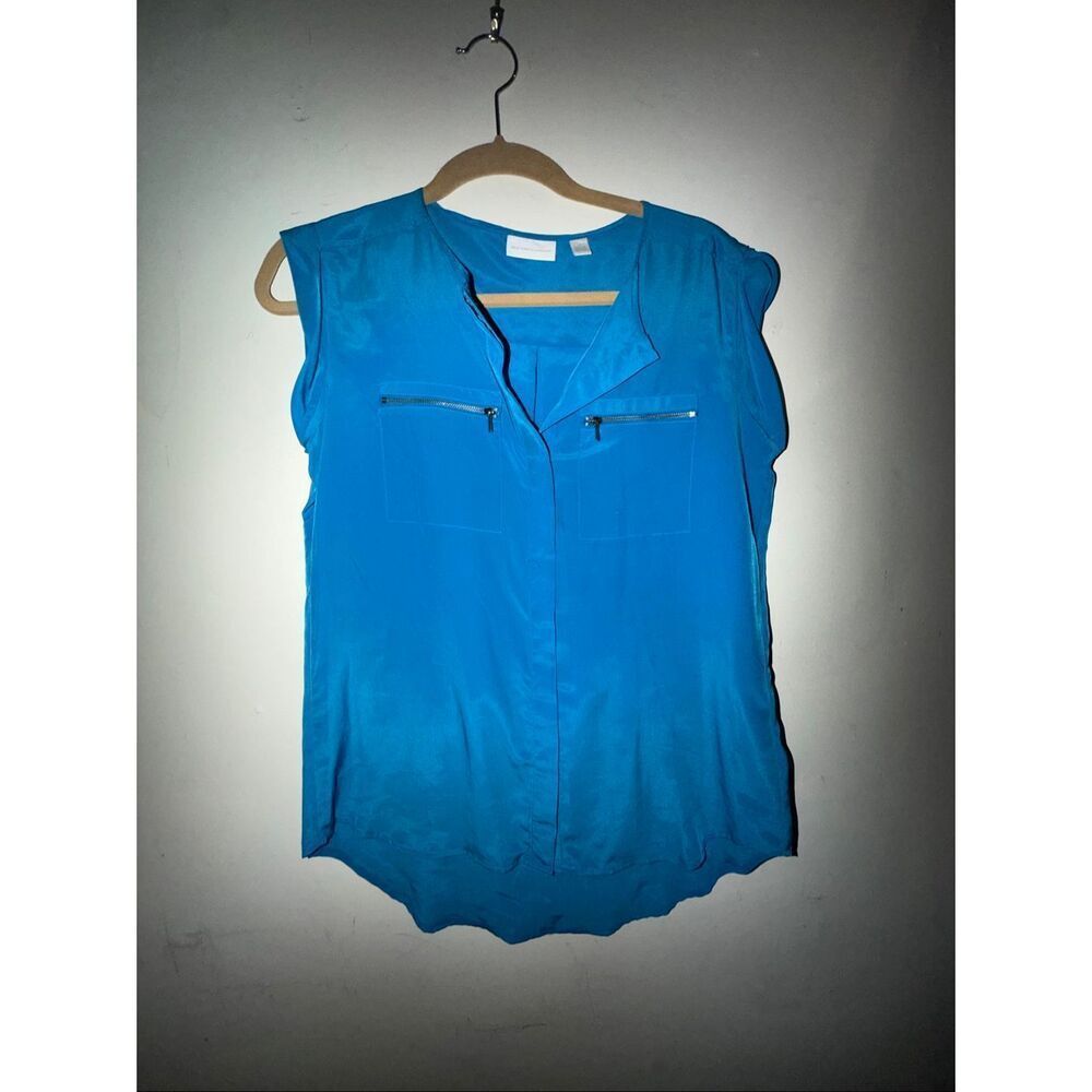 New York & Company size S blue women’s blouse with zippers